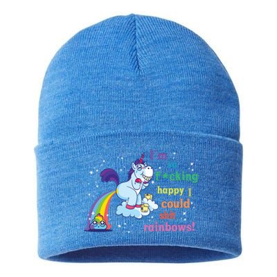 Fabulous Happy Unicorn Farting Rainbow Gift Sustainable Knit Beanie