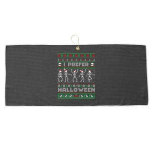 funny holiday Ugly xmas I prefer halloween christmas sweater Large Microfiber Waffle Golf Towel