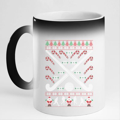 Field Hockey Ugly Christmas Funny Holiday Xmas Gift 11oz Black Color Changing Mug