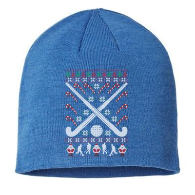 Field Hockey Ugly Christmas Funny Holiday Xmas Gift Sustainable Beanie