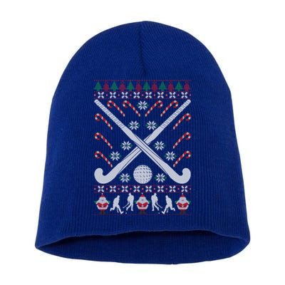 Field Hockey Ugly Christmas Funny Holiday Xmas Gift Short Acrylic Beanie