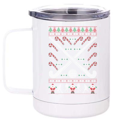 Field Hockey Ugly Christmas Funny Holiday Xmas Gift 12 oz Stainless Steel Tumbler Cup