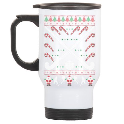 Field Hockey Ugly Christmas Funny Holiday Xmas Gift Stainless Steel Travel Mug