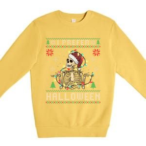 Funny Holiday Ugly Xmas I Prefer Halloween Christmas Gift Premium Crewneck Sweatshirt