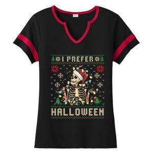 Funny Holiday Ugly Xmas I Prefer Halloween Christmas Gift Ladies Halftime Notch Neck Tee