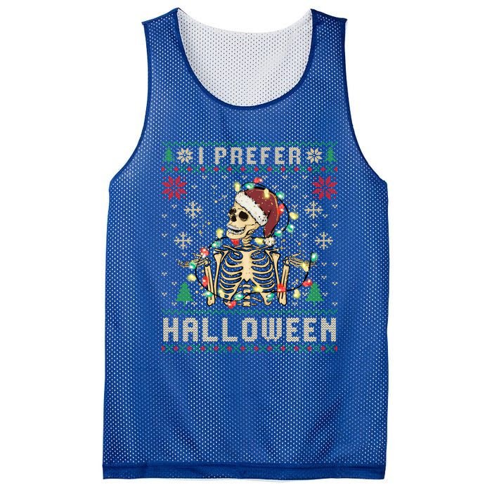 Funny Holiday Ugly Xmas I Prefer Halloween Christmas Gift Mesh Reversible Basketball Jersey Tank