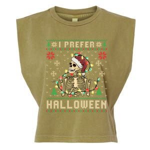 Funny Holiday Ugly Xmas I Prefer Halloween Christmas Gift Garment-Dyed Women's Muscle Tee