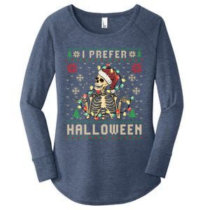 Funny Holiday Ugly Xmas I Prefer Halloween Christmas Gift Women's Perfect Tri Tunic Long Sleeve Shirt