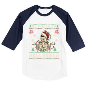 Funny Holiday Ugly Xmas I Prefer Halloween Christmas Gift Baseball Sleeve Shirt