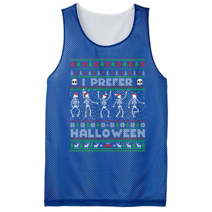 Funny Holiday Ugly Xmas I Prefer Halloween Christmas Gift Mesh Reversible Basketball Jersey Tank