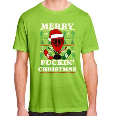 Funny Hockey Ugly Christmas Merry Puckin Christmas Meaningful Gift Adult ChromaSoft Performance T-Shirt