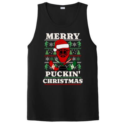 Funny Hockey Ugly Christmas Merry Puckin Christmas Meaningful Gift PosiCharge Competitor Tank