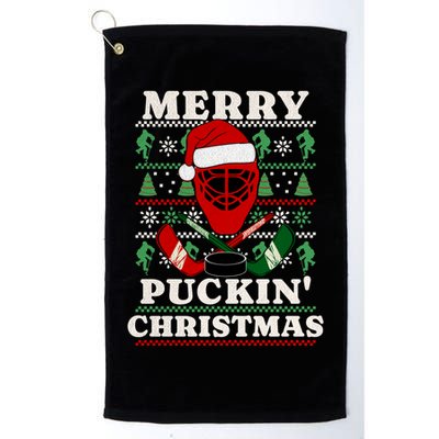 Funny Hockey Ugly Christmas Merry Puckin Christmas Meaningful Gift Platinum Collection Golf Towel