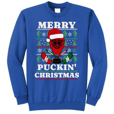 Funny Hockey Ugly Christmas Merry Puckin Christmas Meaningful Gift Sweatshirt