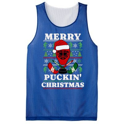 Funny Hockey Ugly Christmas Merry Puckin Christmas Meaningful Gift Mesh Reversible Basketball Jersey Tank