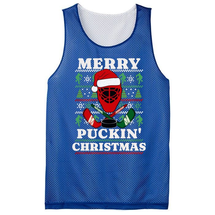 Funny Hockey Ugly Christmas Merry Puckin Christmas Meaningful Gift Mesh Reversible Basketball Jersey Tank