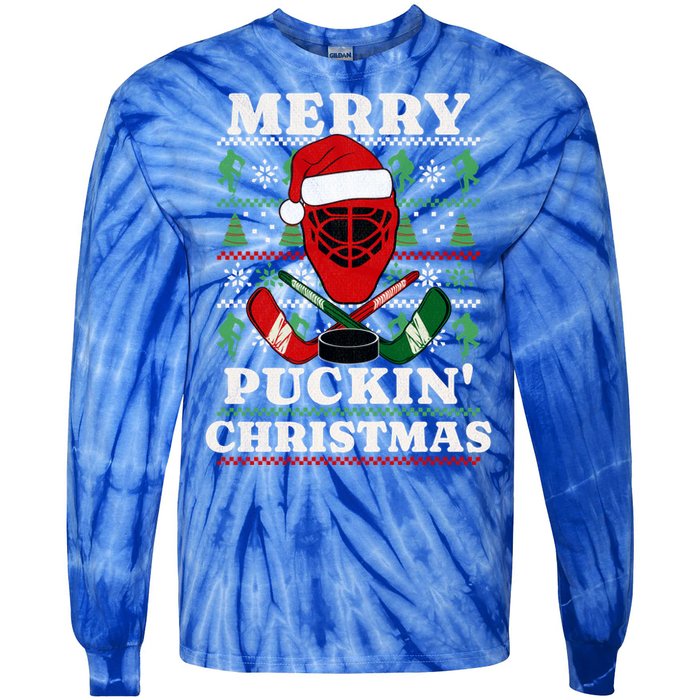 Funny Hockey Ugly Christmas Merry Puckin Christmas Meaningful Gift Tie-Dye Long Sleeve Shirt