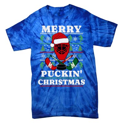 Funny Hockey Ugly Christmas Merry Puckin Christmas Meaningful Gift Tie-Dye T-Shirt