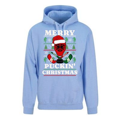 Funny Hockey Ugly Christmas Merry Puckin Christmas Meaningful Gift Unisex Surf Hoodie