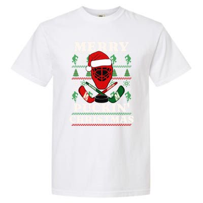 Funny Hockey Ugly Christmas Merry Puckin Christmas Meaningful Gift Garment-Dyed Heavyweight T-Shirt