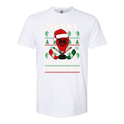 Funny Hockey Ugly Christmas Merry Puckin Christmas Meaningful Gift Softstyle CVC T-Shirt