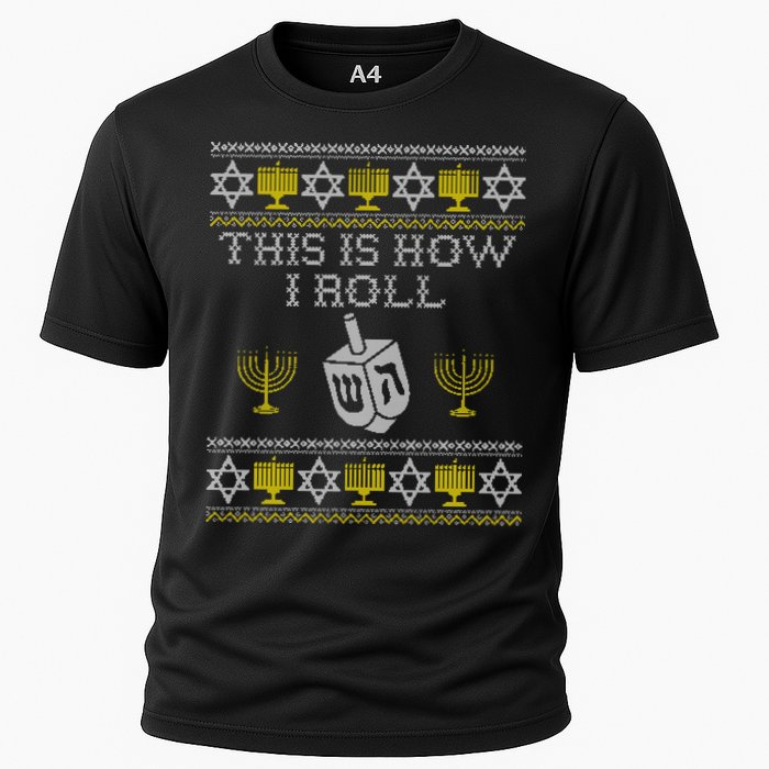 Funny Hanukkah Ugly Sweater Print This Is How I Roll Dreidel Gift Performance Shirt