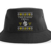 Funny Hanukkah Ugly Sweater Print This Is How I Roll Dreidel Gift Sustainable Bucket Hat