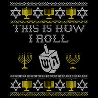 Funny Hanukkah Ugly Sweater Print This Is How I Roll Dreidel Gift Sustainable Bucket Hat