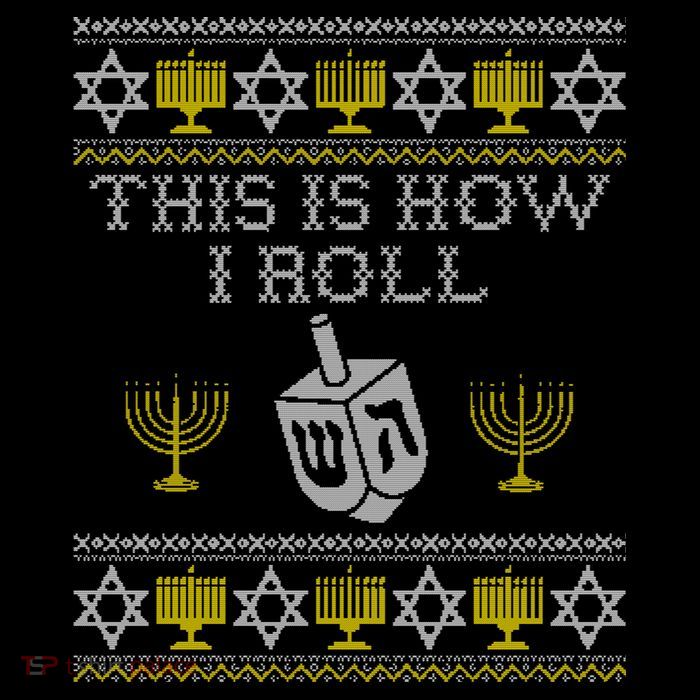 Funny Hanukkah Ugly Sweater Print This Is How I Roll Dreidel Gift Sustainable Bucket Hat