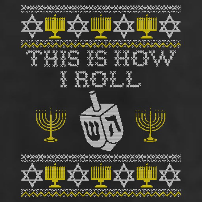 Funny Hanukkah Ugly Sweater Print This Is How I Roll Dreidel Gift 25L Jumbo Tote