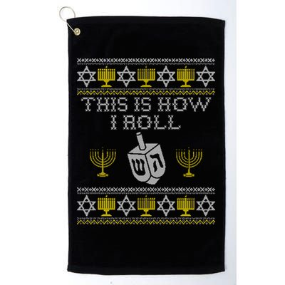 Funny Hanukkah Ugly Sweater Print This Is How I Roll Dreidel Gift Golf Towel