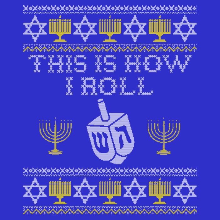 Funny Hanukkah Ugly Sweater Print This Is How I Roll Dreidel Gift 16 in Basic Backpack
