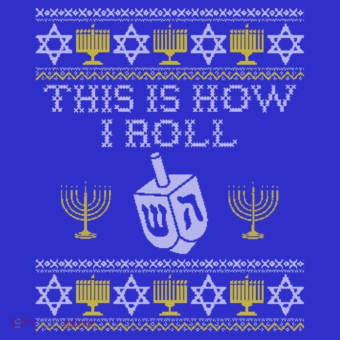 Funny Hanukkah Ugly Sweater Print This Is How I Roll Dreidel Gift Zip Tote Bag