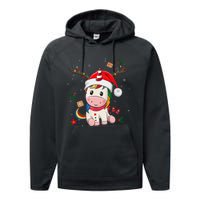 Festive Holiday Unicorn Deer Santa Claus Performance Fleece Hoodie