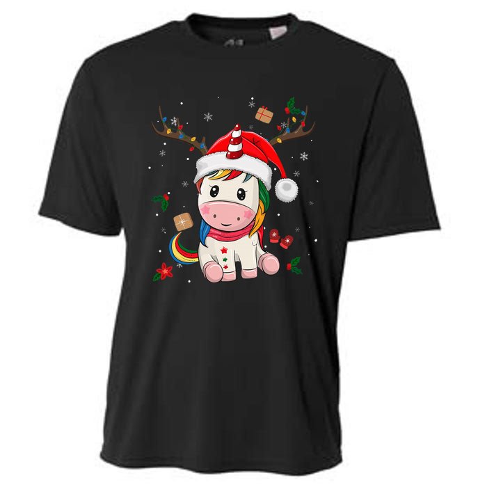 Festive Holiday Unicorn Deer Santa Claus Cooling Performance Crew T-Shirt