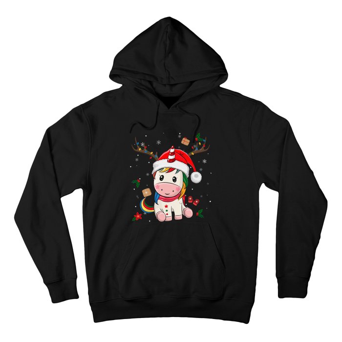 Festive Holiday Unicorn Deer Santa Claus Hoodie