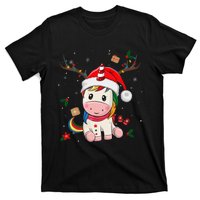 Festive Holiday Unicorn Deer Santa Claus T-Shirt