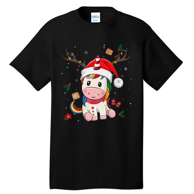 Festive Holiday Unicorn Deer Santa Claus Tall T-Shirt