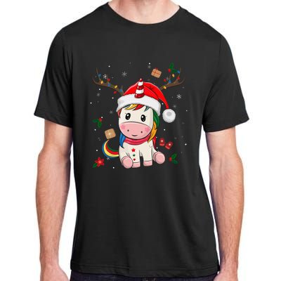 Festive Holiday Unicorn Deer Santa Claus Adult ChromaSoft Performance T-Shirt