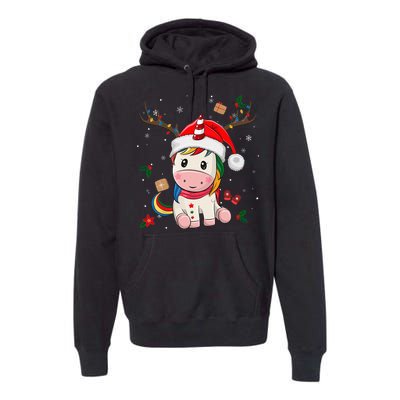 Festive Holiday Unicorn Deer Santa Claus Premium Hoodie