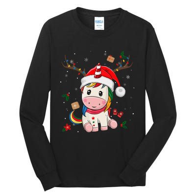 Festive Holiday Unicorn Deer Santa Claus Tall Long Sleeve T-Shirt