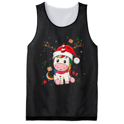 Festive Holiday Unicorn Deer Santa Claus Mesh Reversible Basketball Jersey Tank