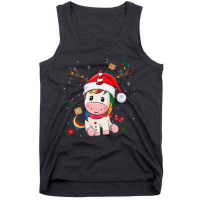 Festive Holiday Unicorn Deer Santa Claus Tank Top