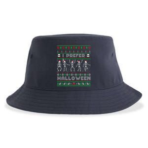 Funny Holiday Ugly Xmas I Prefer Halloween Christmas Sweater Sustainable Bucket Hat