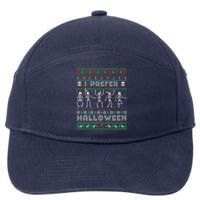 Funny Holiday Ugly Xmas I Prefer Halloween Christmas Sweater 7-Panel Snapback Hat