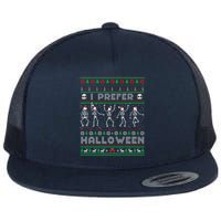 Funny Holiday Ugly Xmas I Prefer Halloween Christmas Sweater Flat Bill Trucker Hat