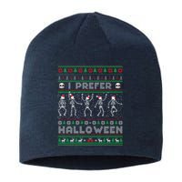 Funny Holiday Ugly Xmas I Prefer Halloween Christmas Sweater Sustainable Beanie