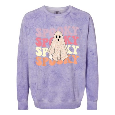 Funny Halloween Vibes Retro Spooky Ghost Boo Spooky Season Gift Colorblast Crewneck Sweatshirt