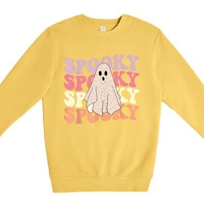 Funny Halloween Vibes Retro Spooky Ghost Boo Spooky Season Gift Premium Crewneck Sweatshirt