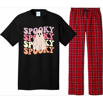 Funny Halloween Vibes Retro Spooky Ghost Boo Spooky Season Gift Pajama Set